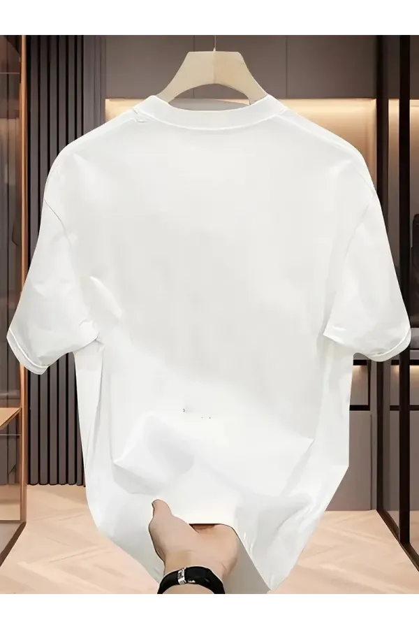 Kadın Baskılı Bisiklet Yaka Oversize Bisiklet Yaka T-shirt - Beyaz