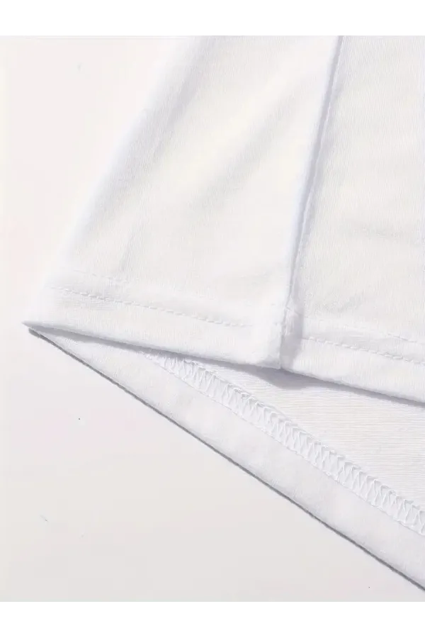 Kadın Penye Compack Baskılı  Kahve Desenli Kadın Kısa Kol T-shirt - Beyaz