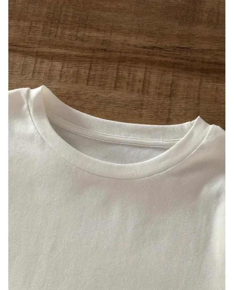 Kadın Bisiklet yaka Baskılı Kısa Kol Yazlık T-shirt - Beyaz