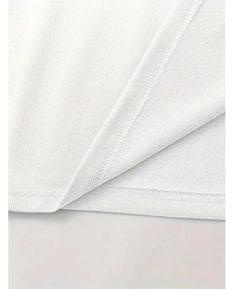 LB Baskılı Ön Arka Oversize Bisiklet Yaka Kısa Kol - Beyaz