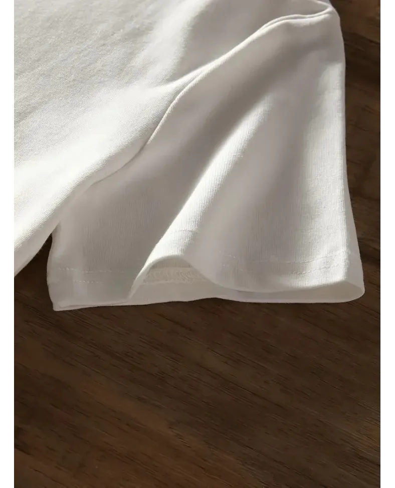 Kadın Bisiklet yaka Baskılı Kısa Kol Yazlık T-shirt - Beyaz