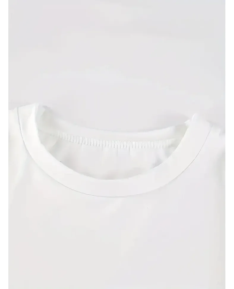 Kadın Penye Compack Baskılı Kısa Kol Bisiklet Yaka T-shirt - Beyaz