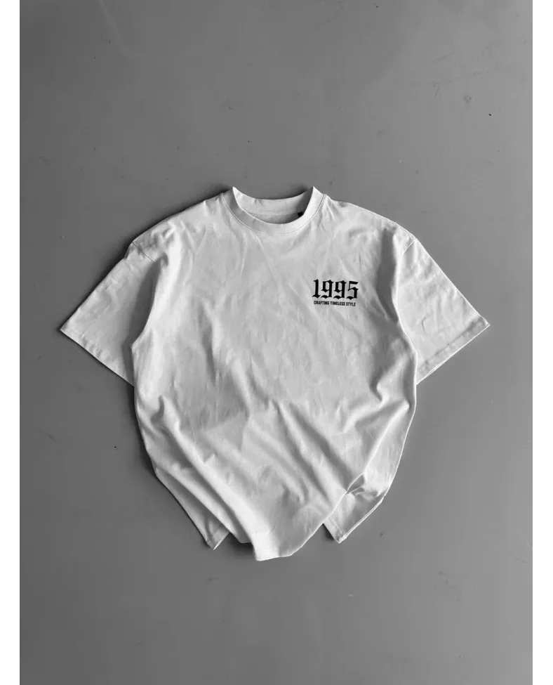 Erkek Penye Compack Baskılı Bisiklet Yaka Kısa Kol - Beyaz