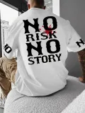 ERKEK No Risk No Story Baskılı Oversize Bisiklet Yaka - Beyaz