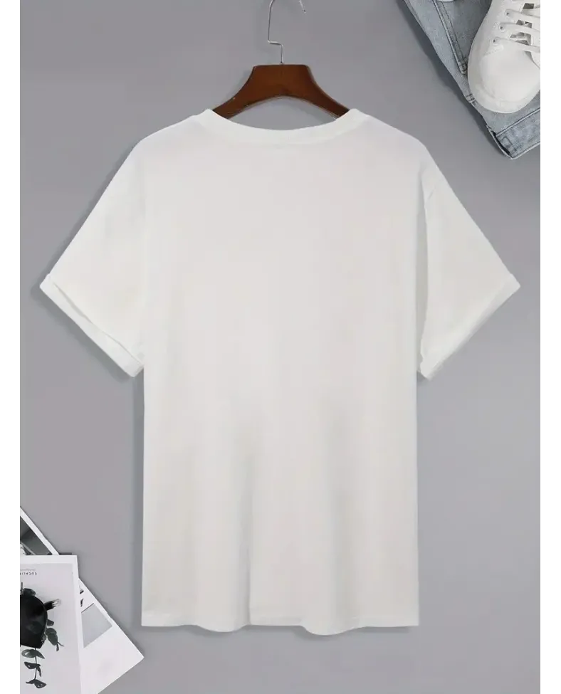 Erkek  Penye Compack Palmiye Baskılı Oversize Bisiklet Yaka Kısa Kol - Beyaz