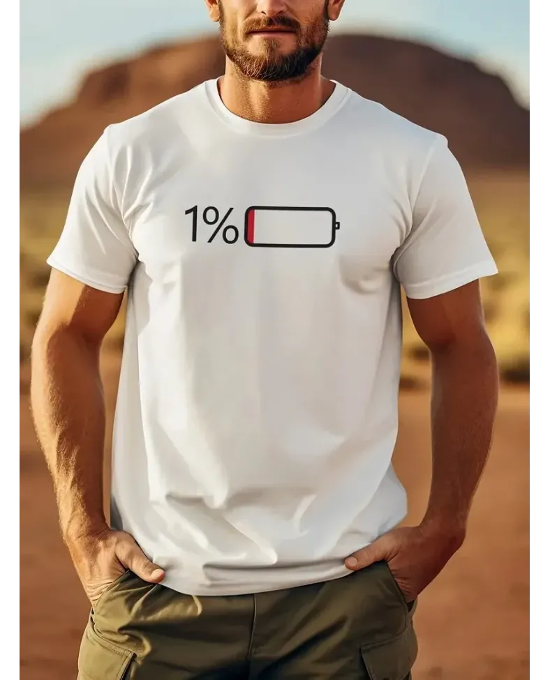 ERKEK Penye Compack Sarj %1 Baskılı Oversize Bisiklet Yaka Kısa Kol - Beyaz