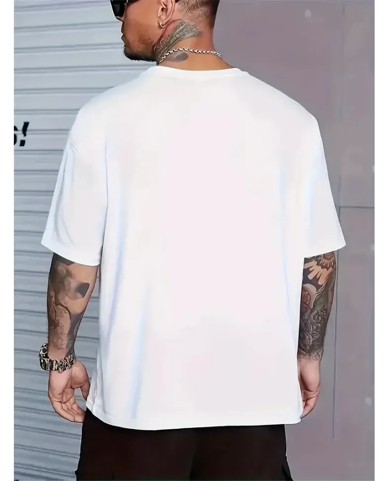 ANIMAL Desen Baskı Erkek Oversive Tişört Grafik Tişört Erkek Outdoor Kıyafetleri - Beyaz