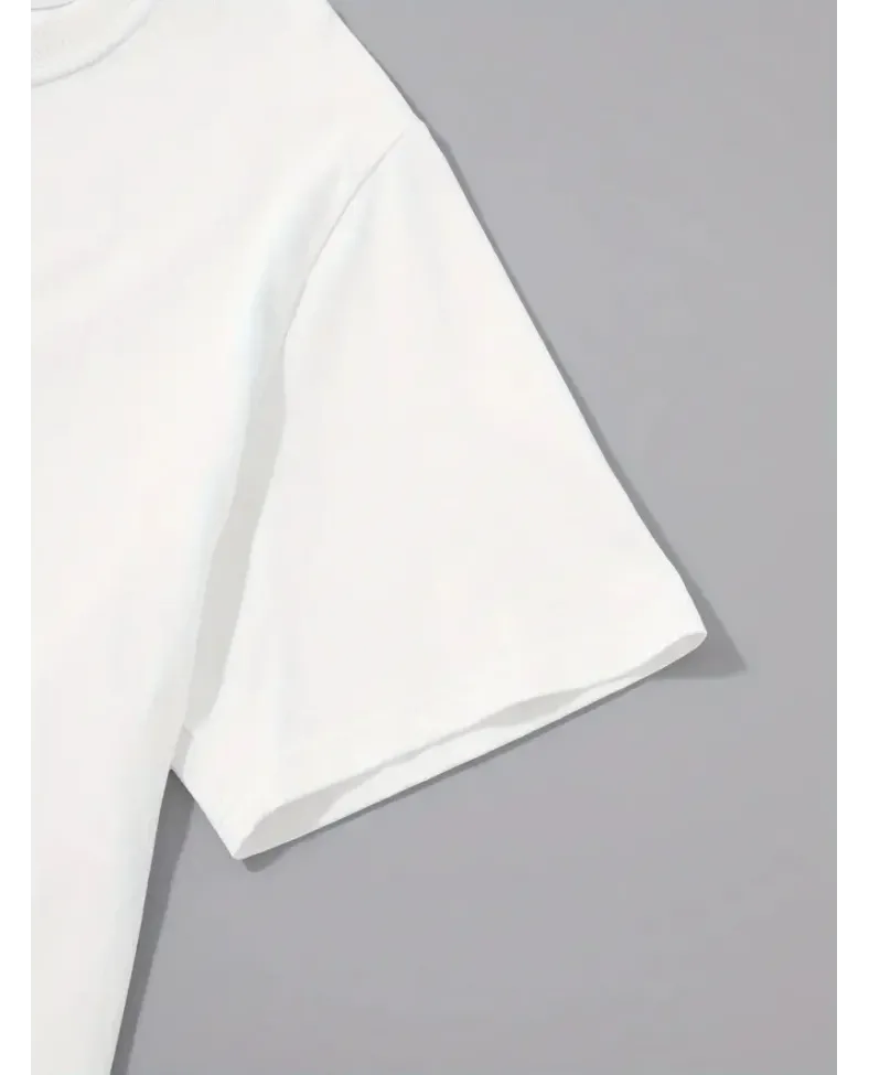 Erkek  Penye Compack Palmiye Baskılı Oversize Bisiklet Yaka Kısa Kol - Beyaz