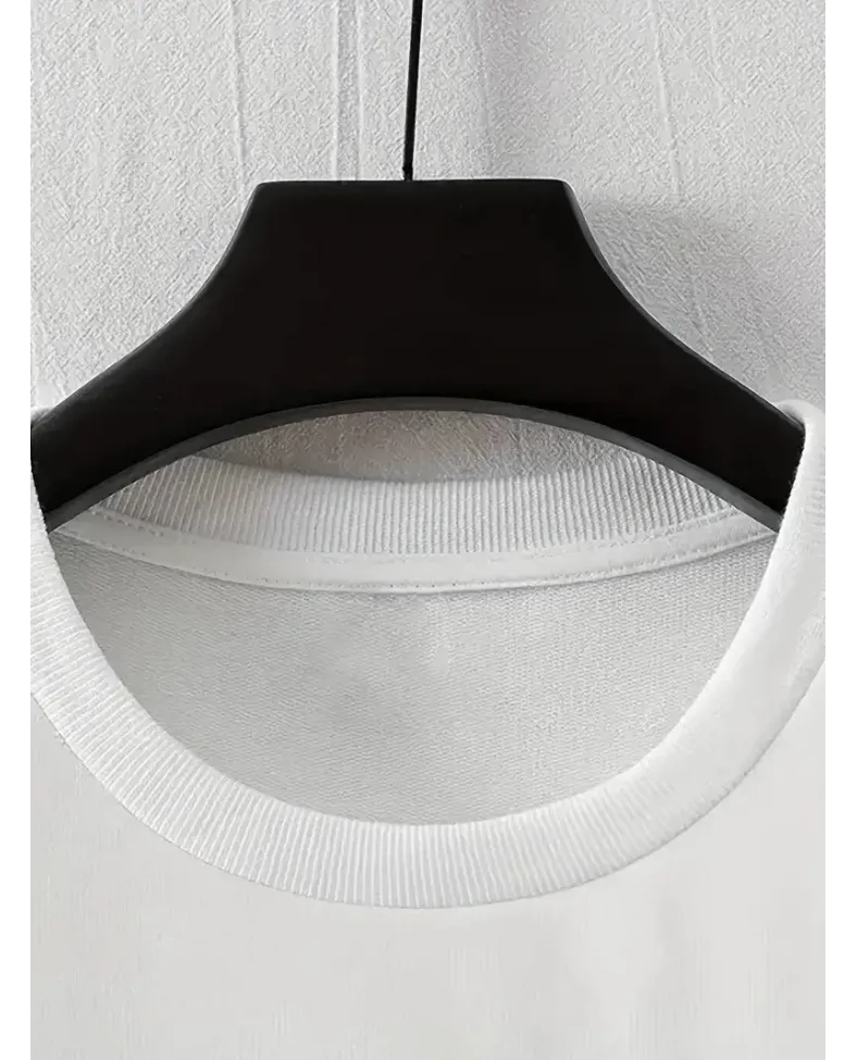 LB Baskılı Ön Arka Oversize Bisiklet Yaka Kısa Kol - Beyaz