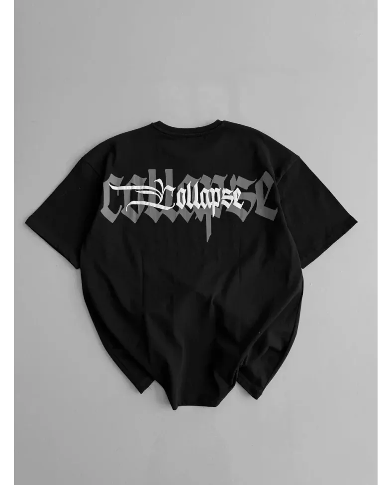 Erkek Penye Compack Baskılı Bisiklet Yaka Kısa Kol Yazlık T-shirt - Siyah