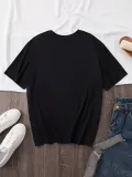 Kadın Penye Compack Baskılı Bisiklet Yaka Kısa Kol Yazlık T-shirt - Siyah