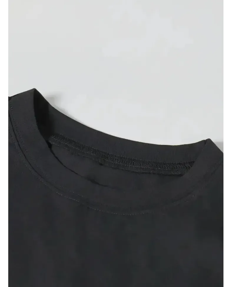 Ördek Baskılı ve Yuvarlak Yakalı Kadın Günlük Büyük Boy Siyah Tişört. - Siyah