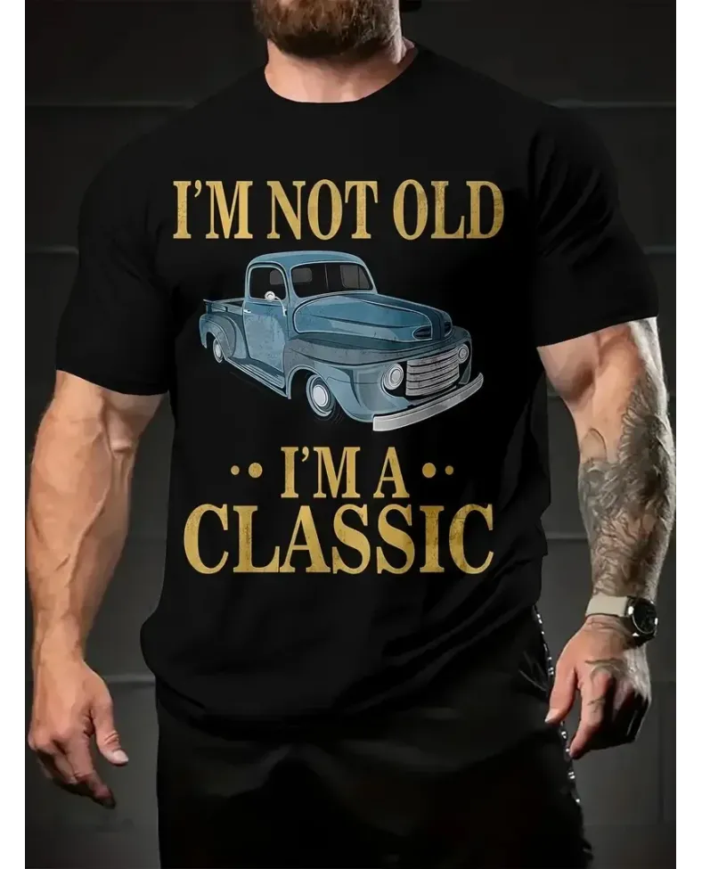 Erkek Tişört Araba Baskılı Kısa kol t-shirt - Siyah Somersan Giyim | Kadın, Erkek ve Çocuk Moda