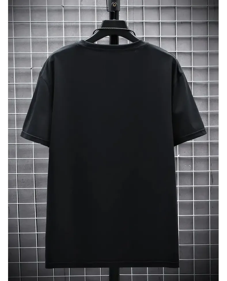 Erkek Penye Compack FUTRE Baskılı Kısa Kol Bisiklet Yaka T-shirt - Siyah