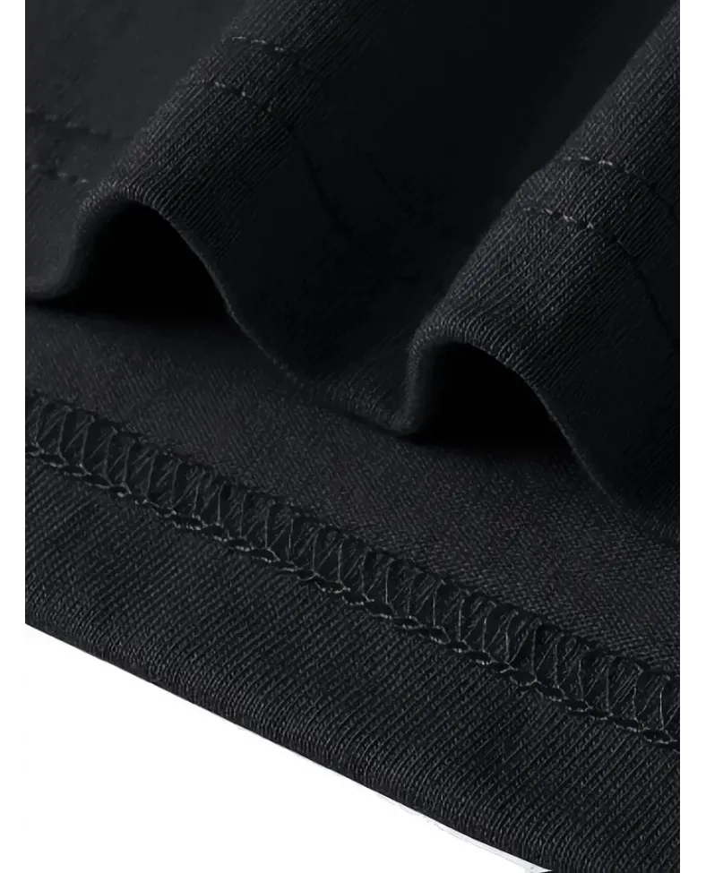 Pembe Panter Baskılı Erkek Oversize Kısa Kollu Tişört İlkbahar ve Yaz için - Siyah