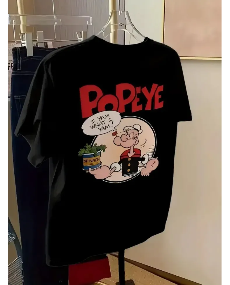 Kadın Ön ve Arka Baskılı T-Shirt Kısa Kol Bisiklet Yaka Regular Fit Tişört - Siyah