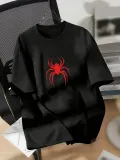 Kadın Penye Compack Spider Baskılı Oversize Kısa Kol Yazlık T-shirt - Siyah