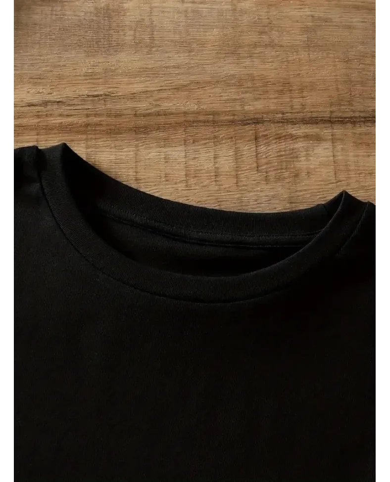 Kadın Penye Compack Ayı Baskılı Bisiklet Yaka Kısa Kol T-shirt - Siyah