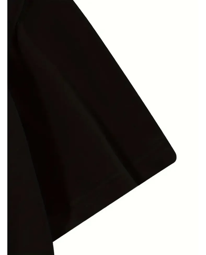 Kadın Ön ve Arka Baskılı T-Shirt Kısa Kol Bisiklet Yaka Regular Fit Tişört - Siyah