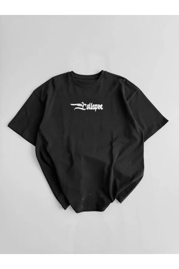 Erkek Penye Compack Baskılı Bisiklet Yaka Kısa Kol Yazlık T-shirt - Siyah