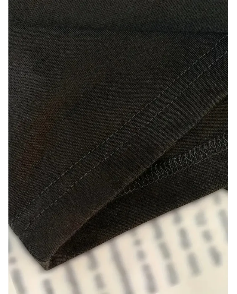 Newtro Baskılı Oversize Bisiklet Yaka T-shirt - Siyah