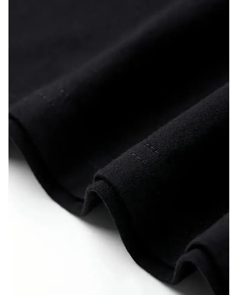 Bisiklet Yaka Tişört Yaratıcı Karikatür Baskı - Yumuşak Polyester Her Mevsim - Siyah