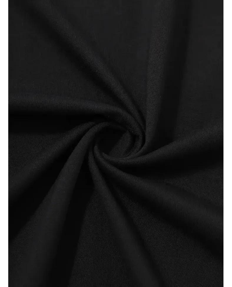 Erkek Penye Compack Palmiye Ön Baskılı Bisiklet Yaka Kısa Kol Yazlık T-shirt - Siyah