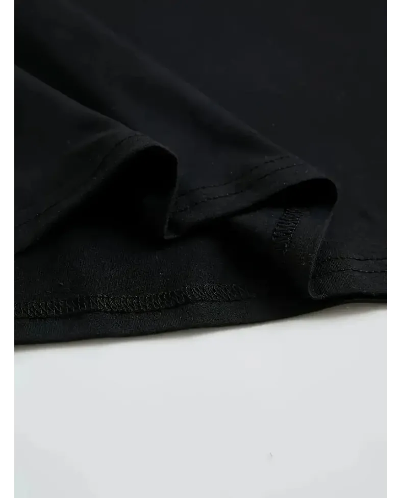 Büyük Boy Ayıcık Baskılı Bisiklet Yaka İlkbahar Yaz İçin Kısa Kollu Kadın Giyim - Siyah