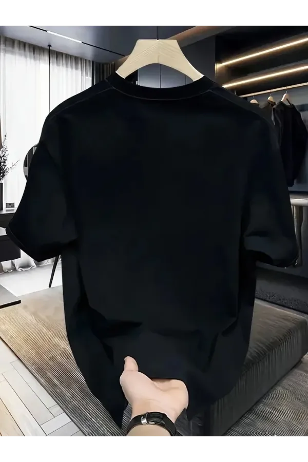 Bisiklet Yaka Tişört Yaratıcı Karikatür Baskı - Yumuşak Polyester Her Mevsim - Siyah