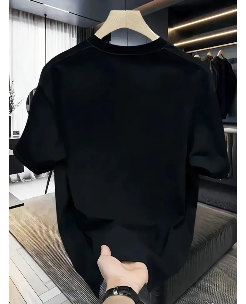 Bisiklet Yaka Tişört Yaratıcı Karikatür Baskı - Yumuşak Polyester Her Mevsim - Siyah