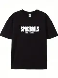 Erkek  Penye  SPACEBALLS Erkek Baskılı  Bisiklet Yaka Kısa Kol Yazlık T-shirt - Siyah