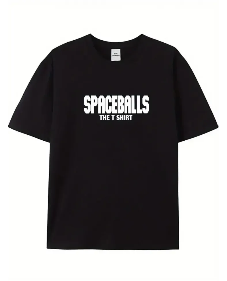 Erkek  Penye  SPACEBALLS Erkek Baskılı  Bisiklet Yaka Kısa Kol Yazlık T-shirt - Siyah