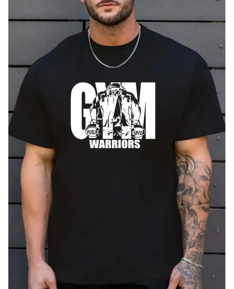 Erkek GYM Baskılı Oversize Bisiklet Yaka Erkek T-shirt - Siyah