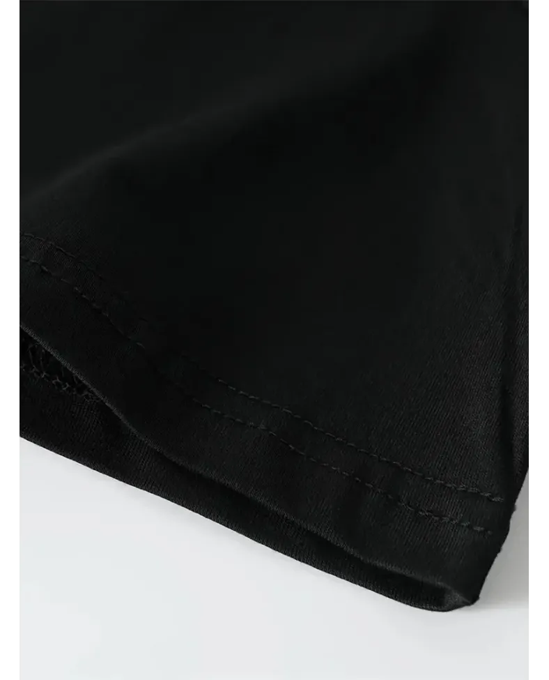 Büyük Beden Erkek "Whatever" Baskılı Tişört Oversize Erkekler İçin Yaz Modası Kısa - Siyah