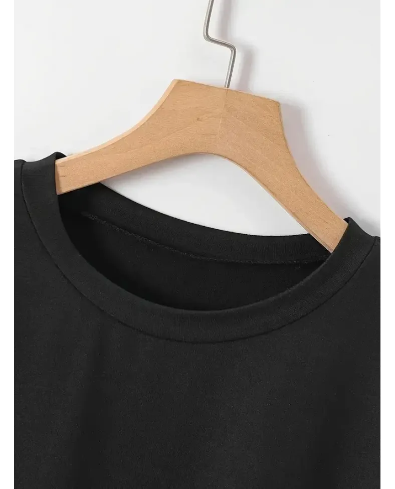 kadın Penye Compack New York Baskılı Oversize Kısa Kol Bisiklet Yaka T-shirt - Siyah