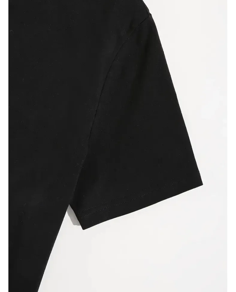 Kadın Shut up Baskılı Bisiklet Yaka Kısa Kol T-shirt - Siyah