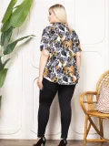 Kadın Desenli Püsküllü Viskon Bluz Bebe Yaka Kısa Kollu Big Size Rahat Kesim - Desenli Somersan Giyim | Kadın, Erkek ve Çocuk Moda