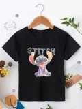 Bisiklet Yaka Kısa Kol Çocuk Baskılı T-Shirt - Siyah