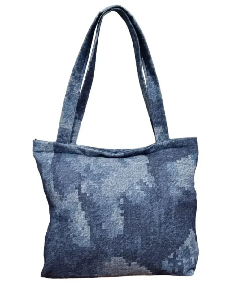 Blujin Desenli Piknik ve Deniz Cepli Fermuarlı Çanta - Mavi