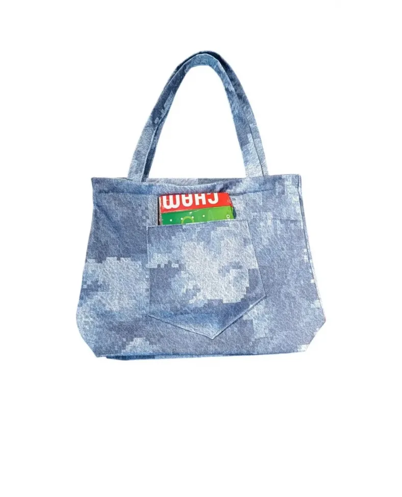 Blujin Desenli Piknik ve Deniz Cepli Fermuarlı Çanta - Mavi