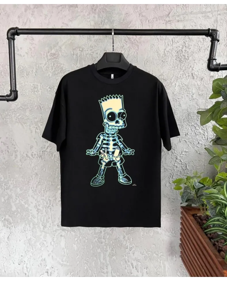 Bisiklet Yaka Kısa Kol Çocuk Baskılı T-Shirt - Siyah