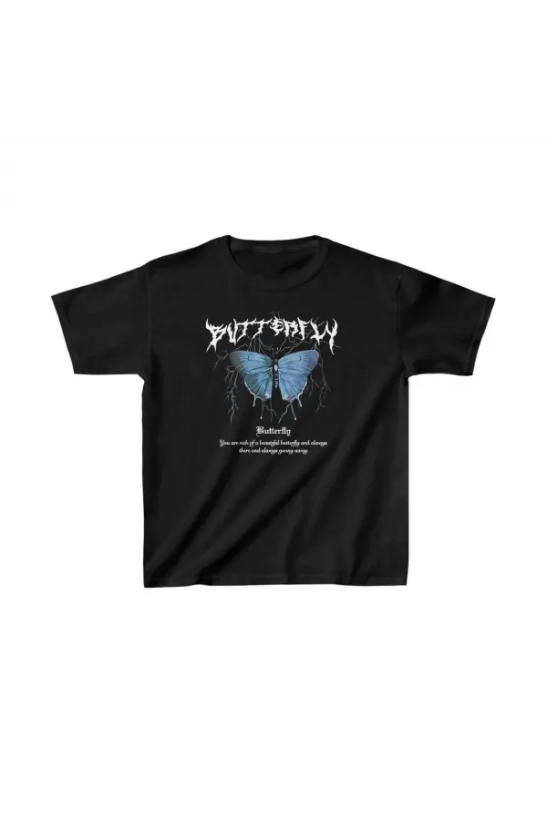 Çocuk Kız Baskılı T-Shirt - Siyah