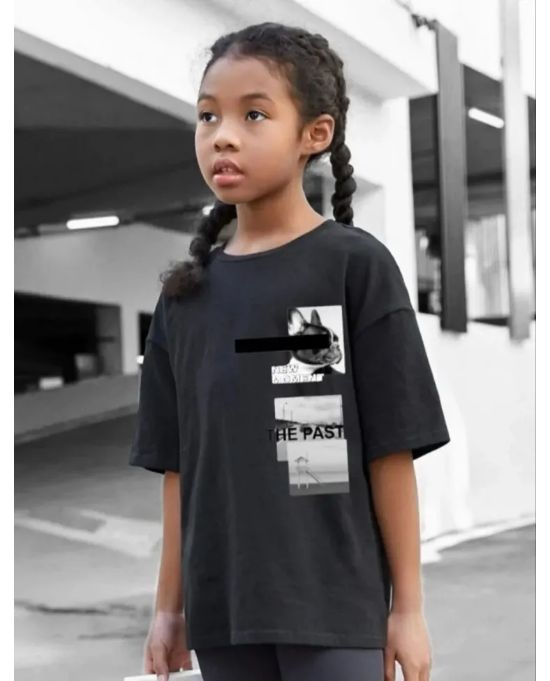 Çocuk Unisex Baskılı T-Shirt - Siyah