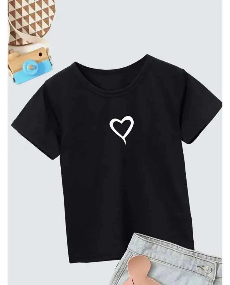 Çocuk Unisex Baskılı T-Shirt - Siyah