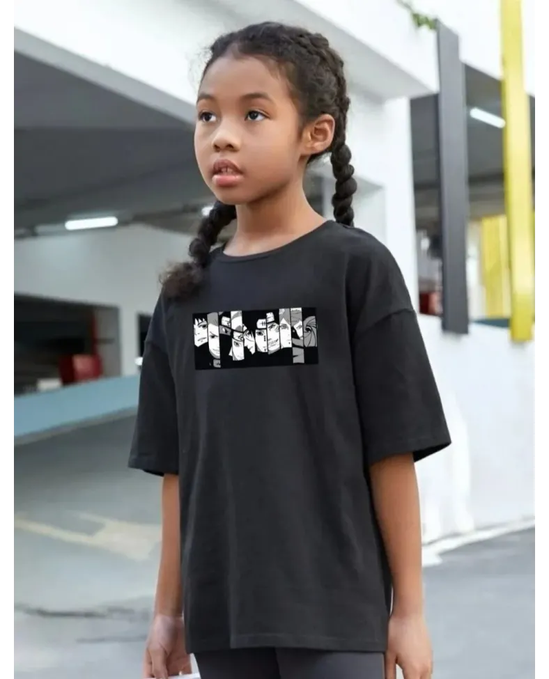 Çocuk Unisex Baskılı T-Shirt - Siyah