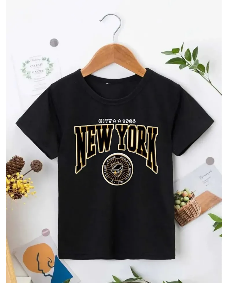 Çocuk Unisex Baskılı T-Shirt - Siyah