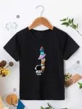 Çocuk Unisex Baskılı T-Shirt - Siyah
