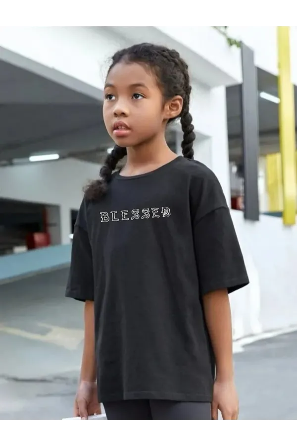 Çocuk Unisex Baskılı T-Shirt - Siyah