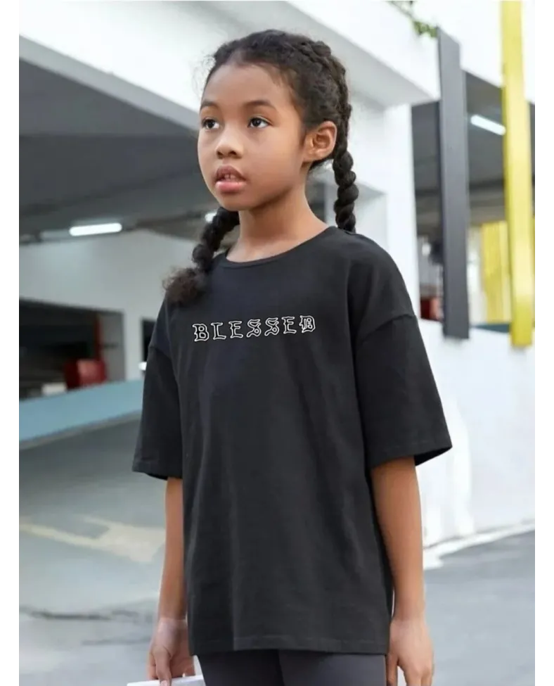 Çocuk Unisex Baskılı T-Shirt - Siyah