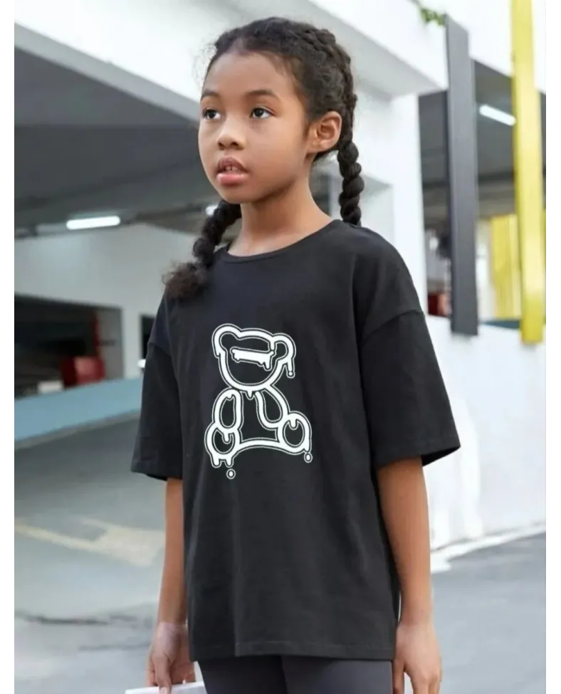 Çocuk Unisex Baskılı T-Shirt - Siyah